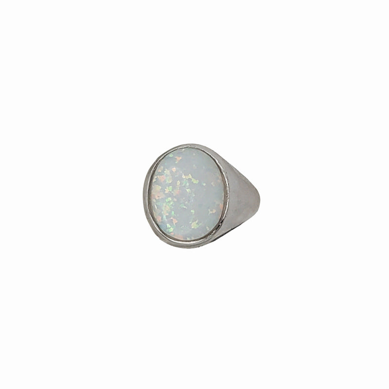 Oval Opal Signet Ring (Silver)