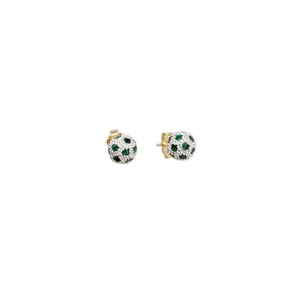 Emerald and Diamond Disco Ball Stud Earrings (14K)