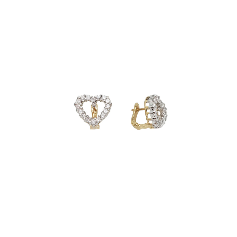 Diamond Heart Huggies Earrings (14K)