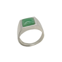 Square Signet Jade Ring (Silver)