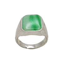 Jade Square Signet Ring (Silver)