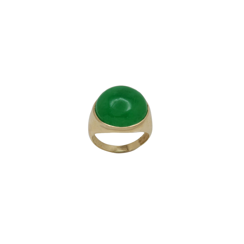 Oval Shape Jade Stone Ring (14K)