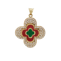 Zirconia Flower With Evil Eye Pendant (14K)