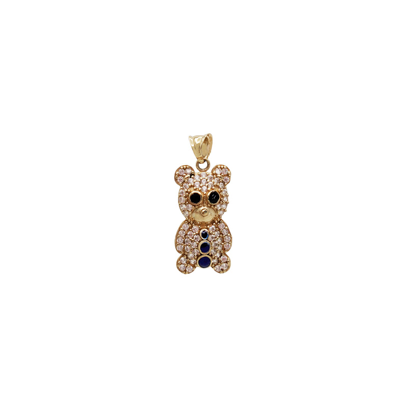 Zirconia With Stones Teddy Bear Pendant (14K)