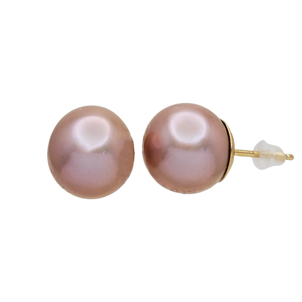 Pink Pearl Stud Earrings (14K)