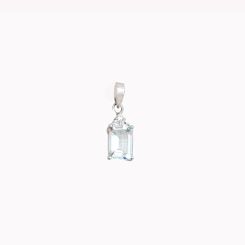 Emerald-Cut  Aquamarine Solitaire Pendant (14K)