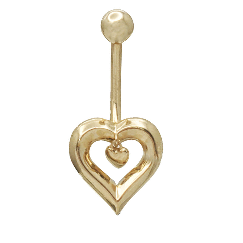 Hanging Heart Barbell Piercing (14K)