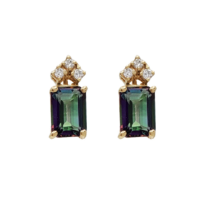 Mystic Topaz & Diamond Stud Earrings (14K)