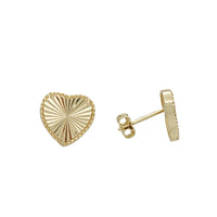 Diamond-Cut Heart Stud Earrings (14K)