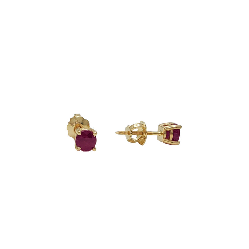 Round Ruby Stud Earrings (14K)