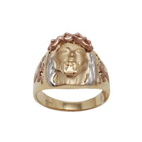 Tricolor Zirconia Jesus Head Ring (14K)