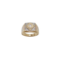 Zirconia Tri-Color Triangle Textured Ring (14K)