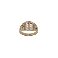 Zirconia Tri-Color Jesus Ring (14K)