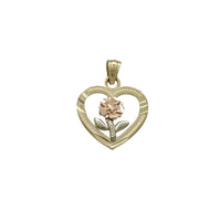 Tri-Color Rose & Heart Shape Pendant (14K)