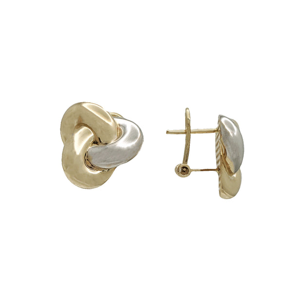 Two-Tone Flower Stud Earrings (14K)