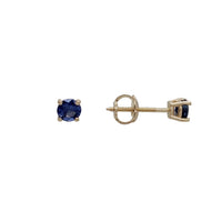 Blue Sapphire  Solitaire Stud Earrings (14K)