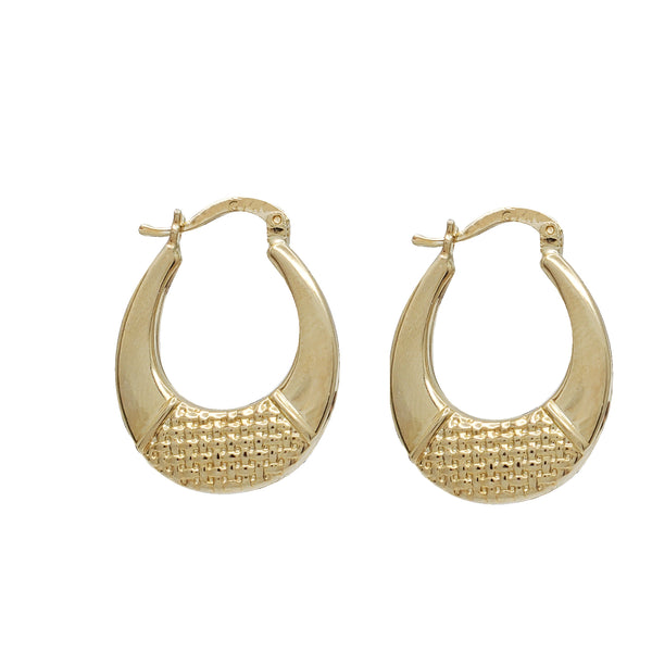 Textured Oval Hoop Earrings (14K)