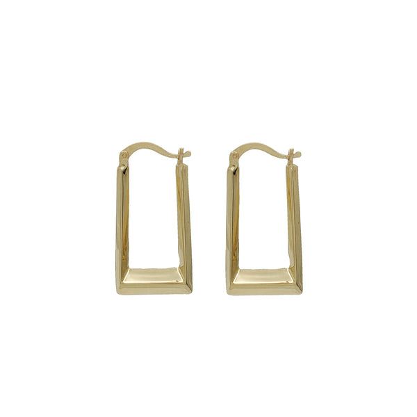 Plain Rectangle Hoop Earrings (14K)