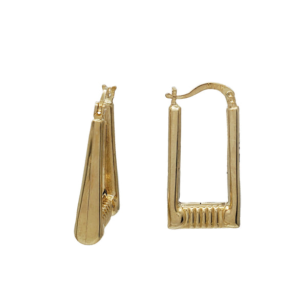 Plain Textured Rectangle Hoop Earrings (14K)