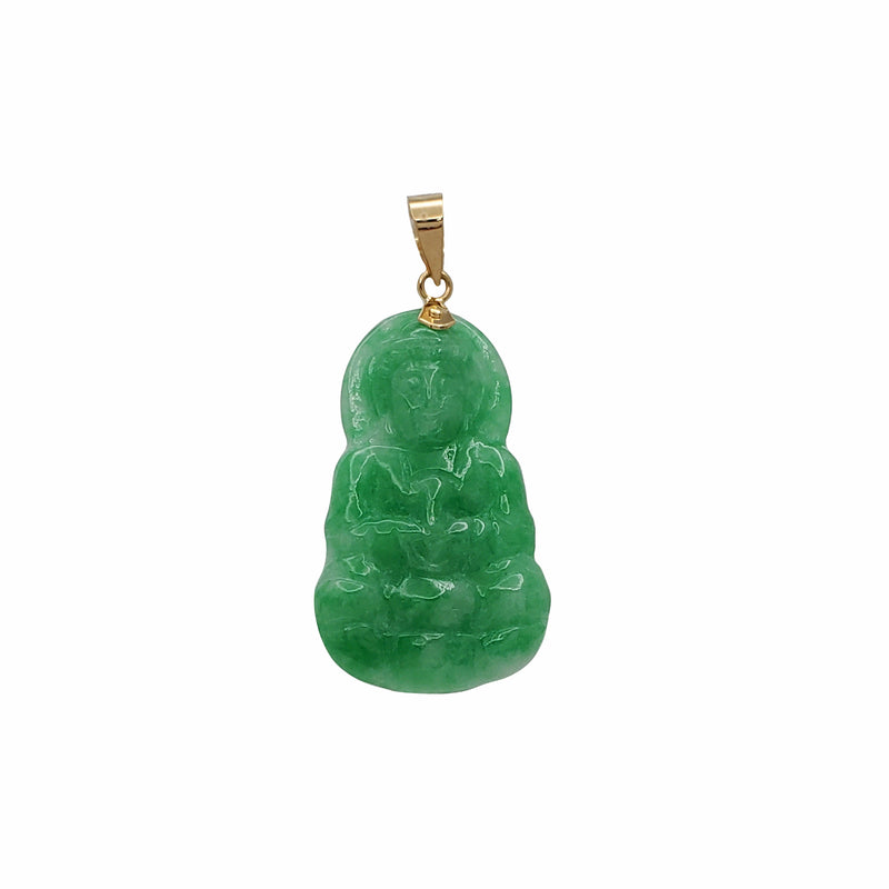 Green Jade Guanyin Pendant (14K)