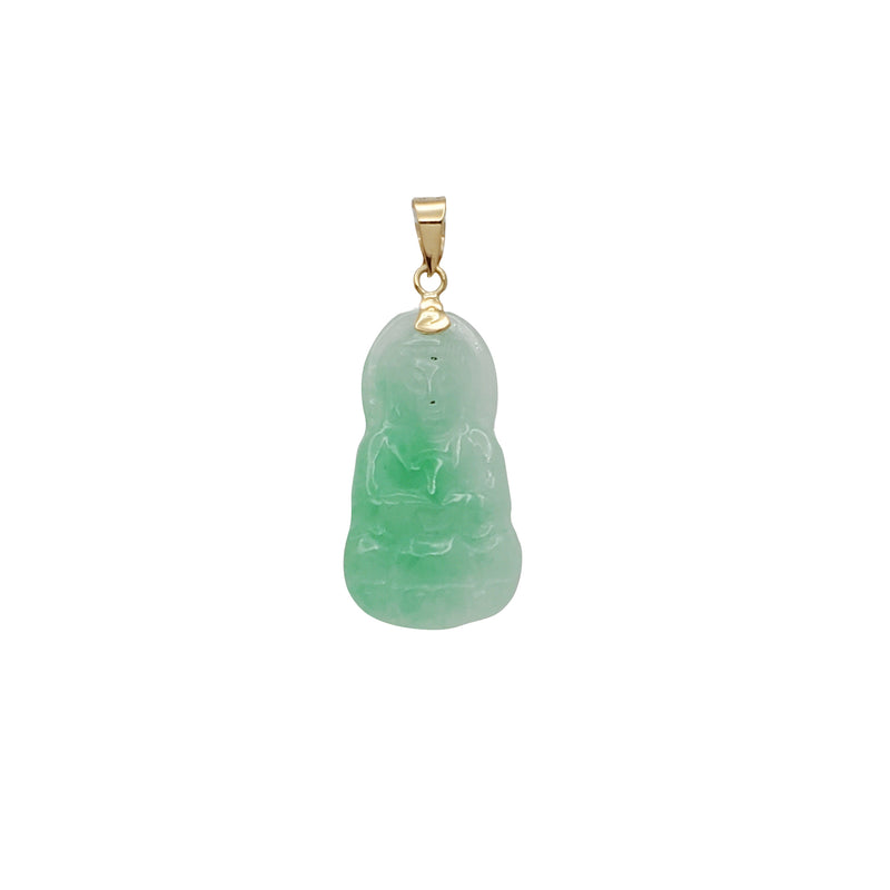 Green Jade Guanyin Pendant (14K)