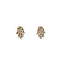 Diamond Hamsa Hand Stud Earrings (10K)