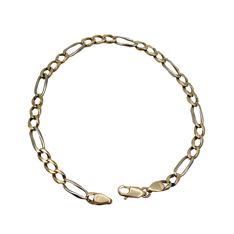 Two-Tone Figaro Link Bracelet (18K)