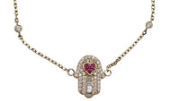 Zirconia Hamsa Cable Link Bracelet (14K)