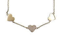 Zirconia Heart Cable Link Bracelet (14K)