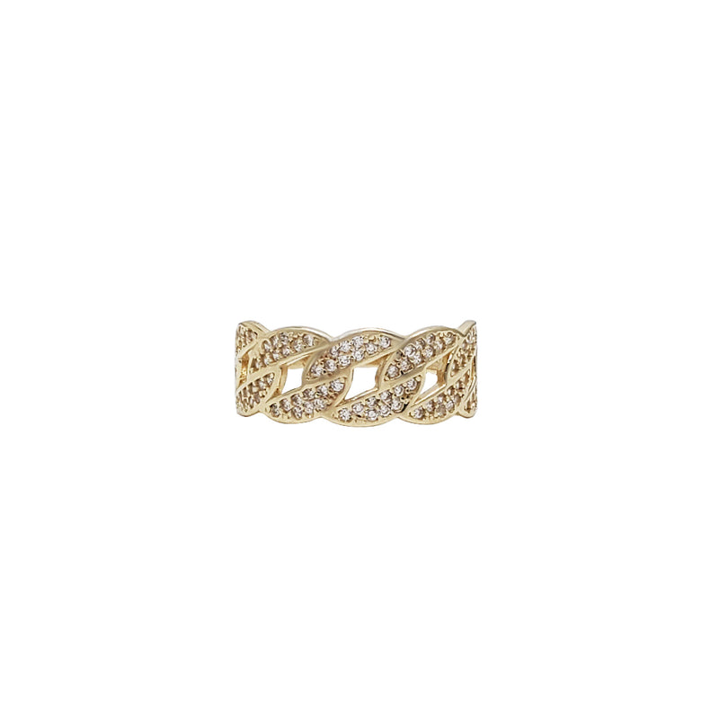 Flat Iced-Out Cuban Style CZ Ring (14K)