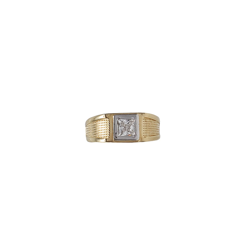 Textured Square CZ Men Ring (14K)