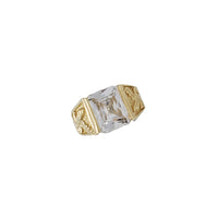 Rectangle Eagle CZ Men Ring (14K)