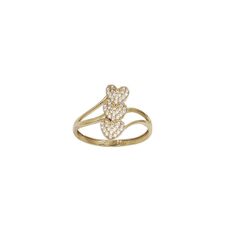 Zirconia Triple Hearts Ring (14K)