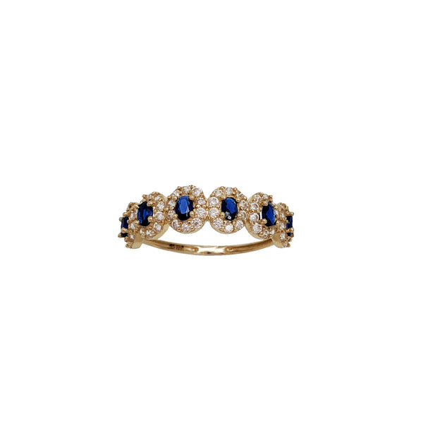 Zirconia Blue Stones Halo Ring (14K)