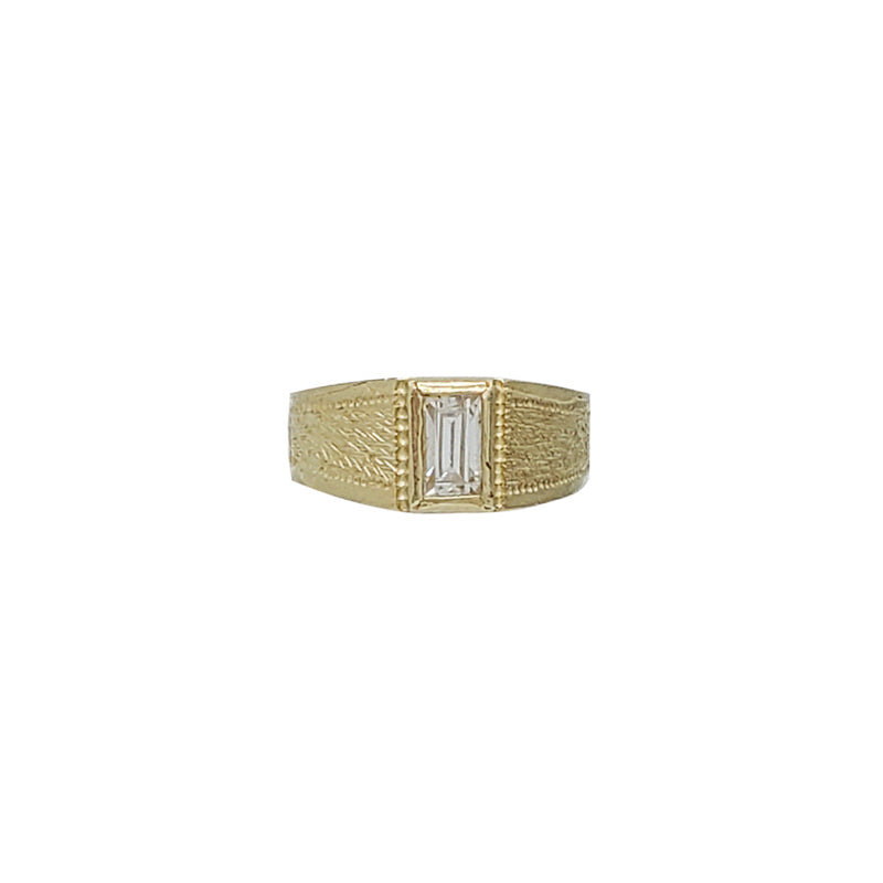 Rectangle Zirconia Kid/Pinky Signet Ring (14K)