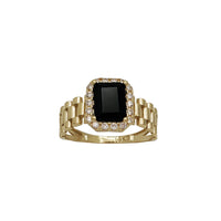 Cuban Link Square Black Onyx Ring