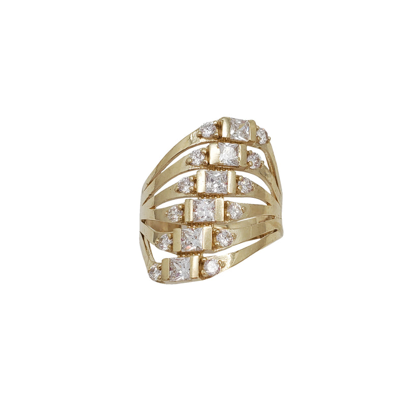 Zirconia 6-Rows Ring (14K)