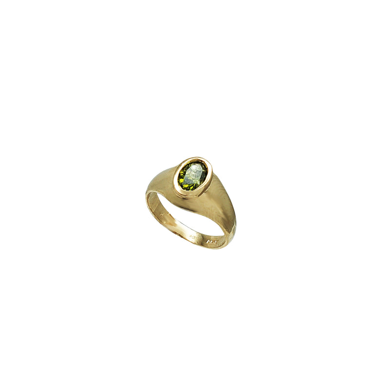 Oval Zirconia Kid/Pinky Signet Ring (14K)