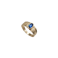 Zirconia Textured Bezel Solitaire Baby/Kid Youth Oval Signet Ring (14K)