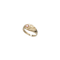 Zirconia Flower Textured Baby/Kid Youth Oval Signet Ring (14K)