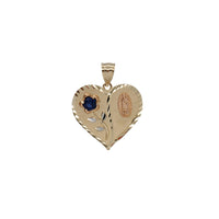 Tri-Color Birthstone Virgin Mary & Flower Pendant (14K)