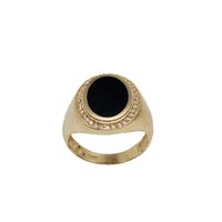 Zirconia & Black Onyx Oval Ring (14K)