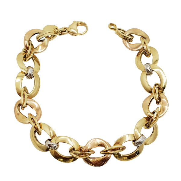 Tri-Color Fancy Link Bracelet (18K)