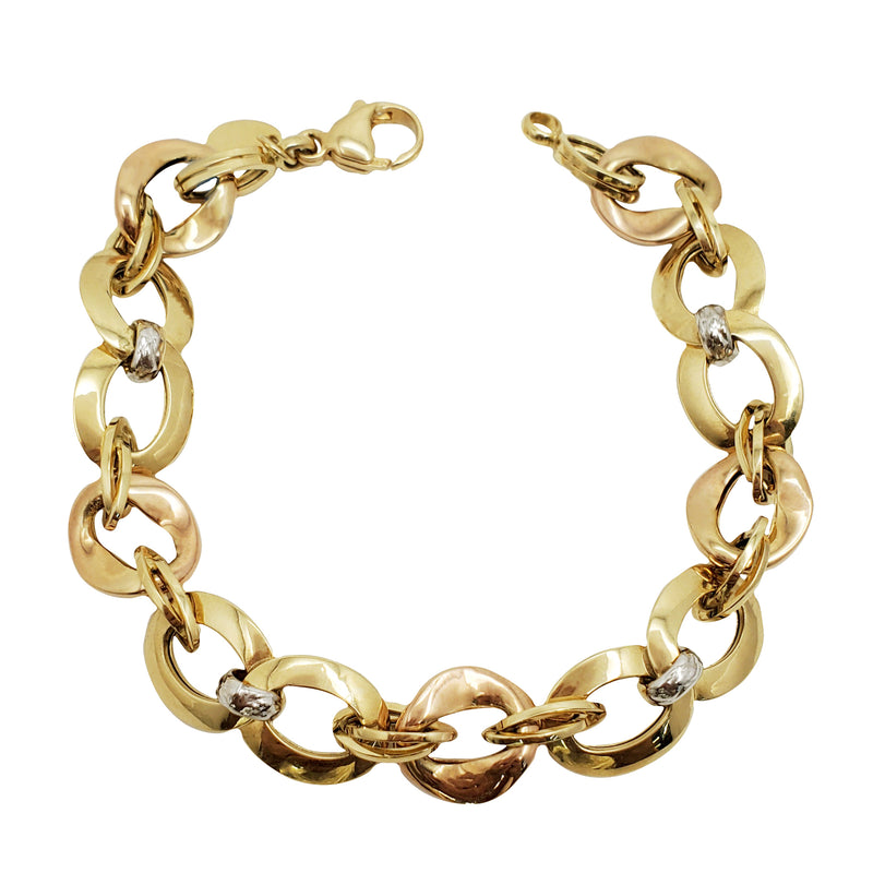 Tri-Color Fancy Link Bracelet (18K)