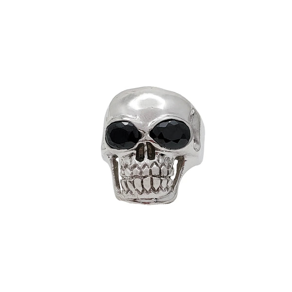 Black Onyx Skull Ring (Silver)