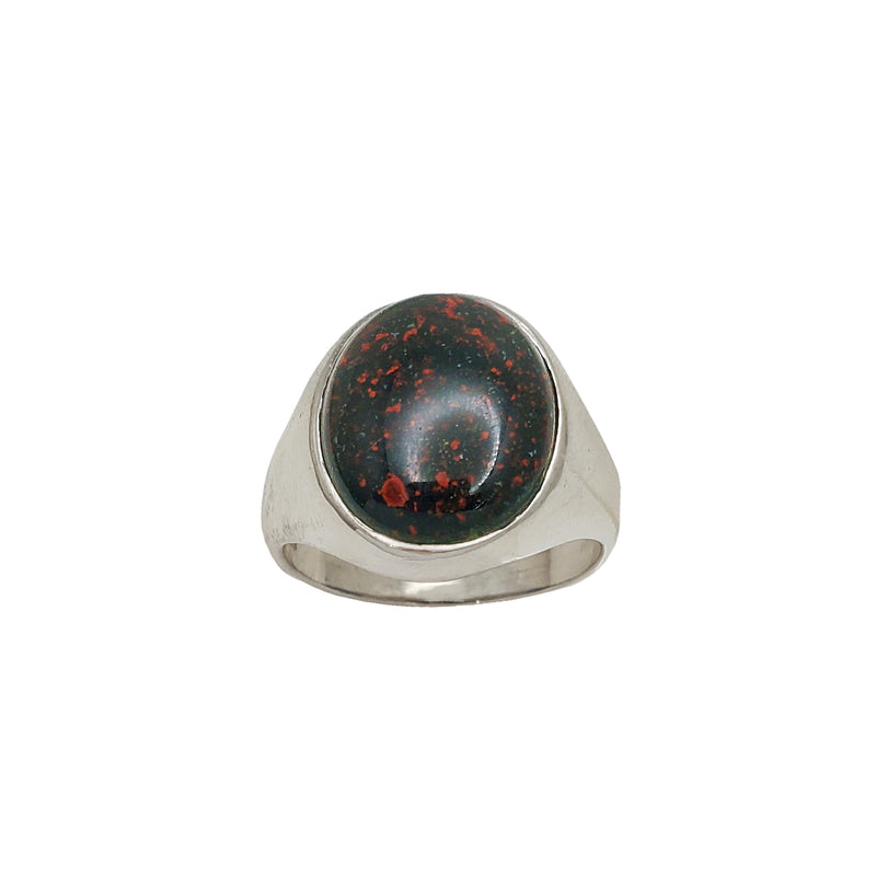 Blood Stone Oval Signet Ring (14K)