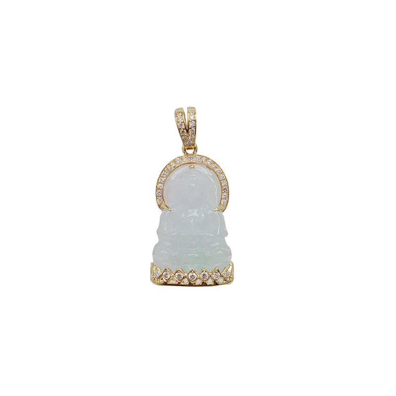 Diamond GuanYin Jade Pendant (14K)