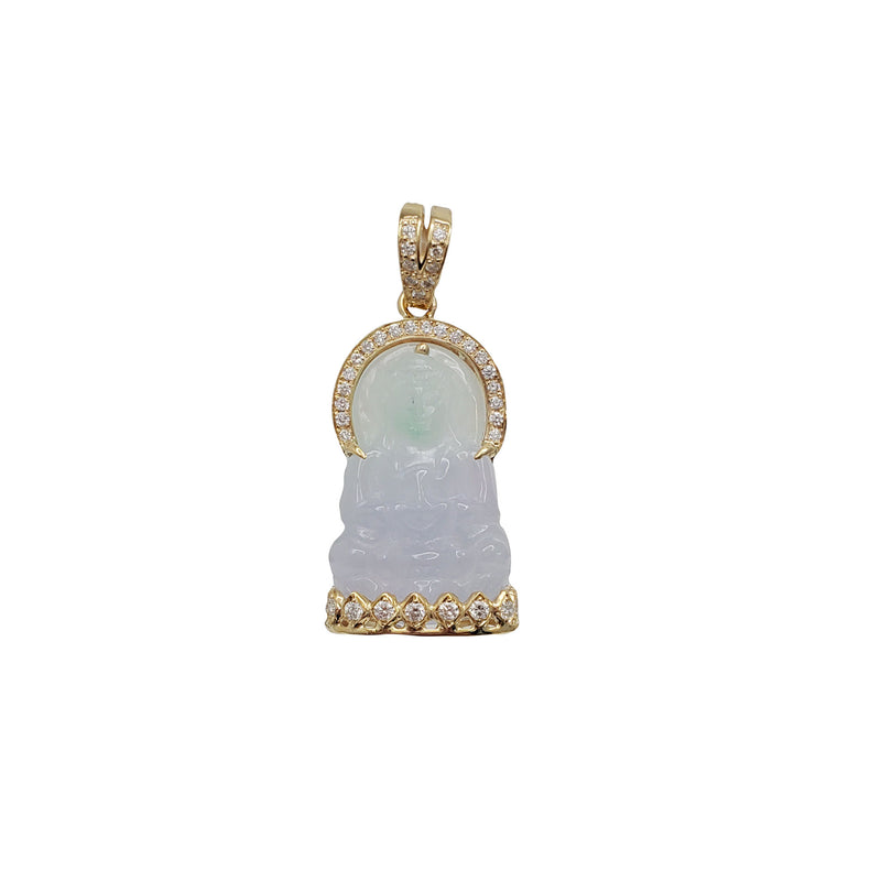 Diamond GuanYin Jade Pendant (14K)