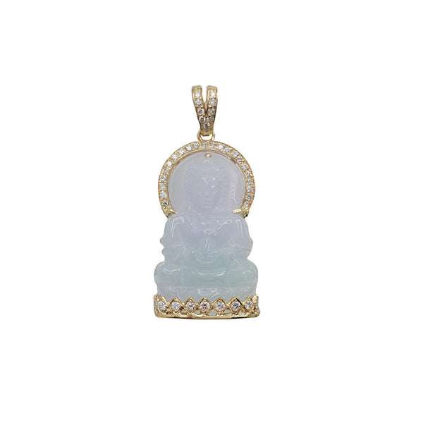 Diamond GuanYin Jade Pendant (14K)