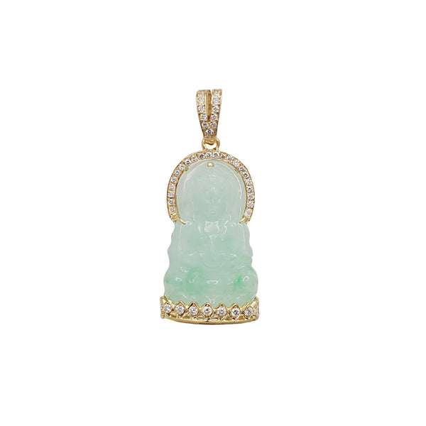 Diamond GuanYin Jade Pendant (14K)